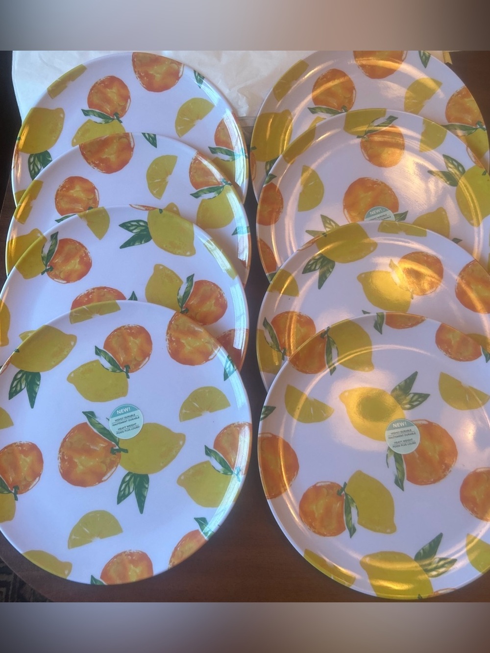 Melamine Oranges/Lemons-11” Large Dinner Plate-Brand New Cute Set Of 8